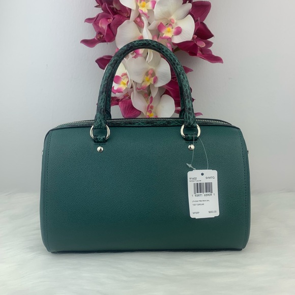 Coach Leather Snake trim Rowan Satchel - Picture 4 of 6